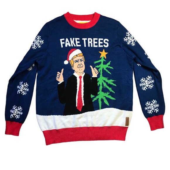 Tipsy Elves Donald Trump Ugly Christmas Sweater Unisex XXL Fake Trees MAGA USA - Picture 1 of 12